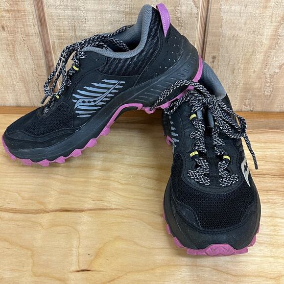 Saucony Excursion TR15 W Size 7 Trail Running Shoes Excellent Black Purple Gray - Picture 3 of 8